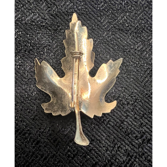 Lot of 2 Vintage Beautiful Fall Leaf Brooches Autumn Shiny Enamel Copper - Picture 5 of 5